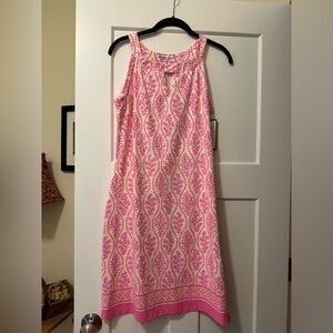 Amelia Quin dress, size S, pink, orange and white, sleeveless